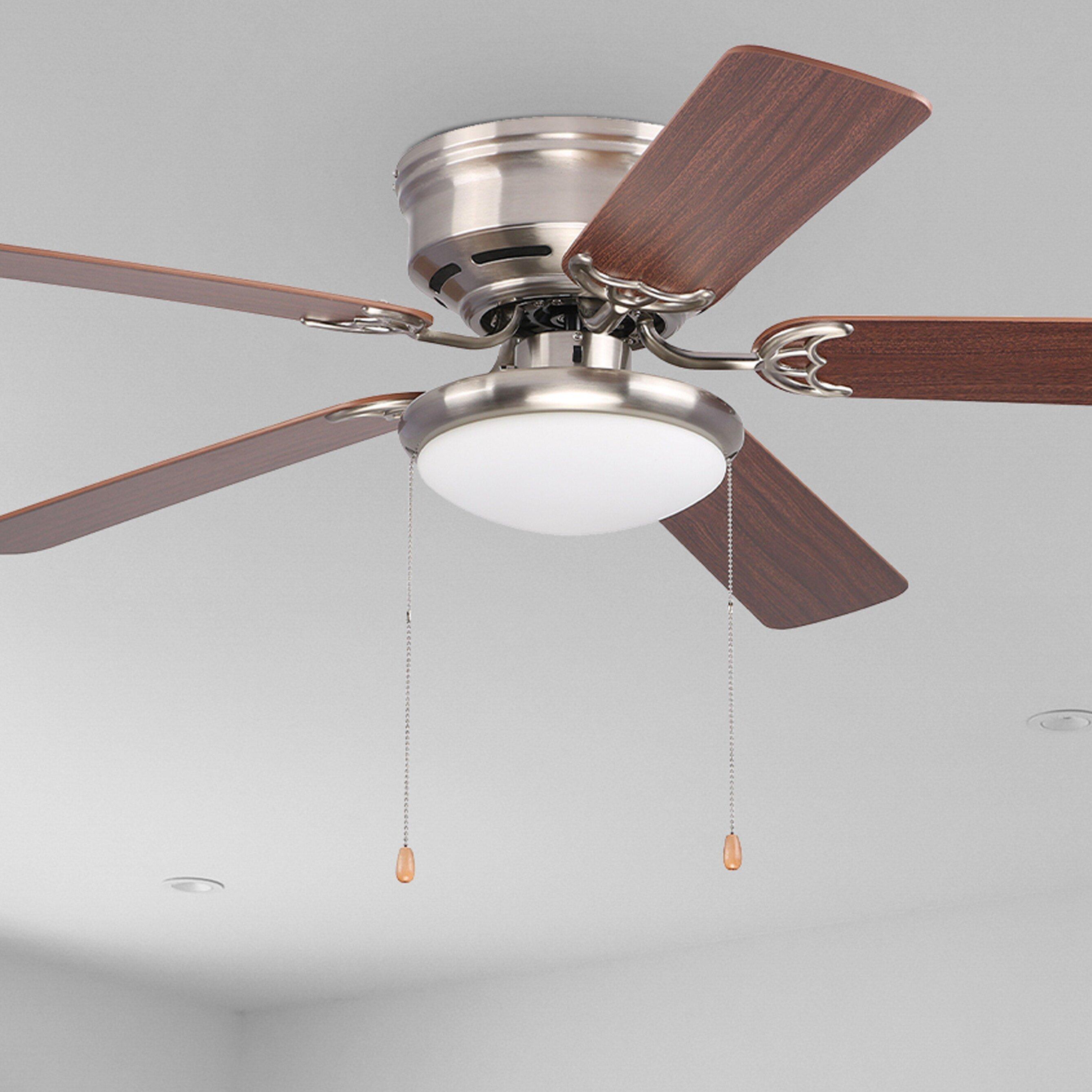 Westcraft Brushed Nickel 52 in. Hugger Mount 5-Blade Ceiling Fan 2-Light 