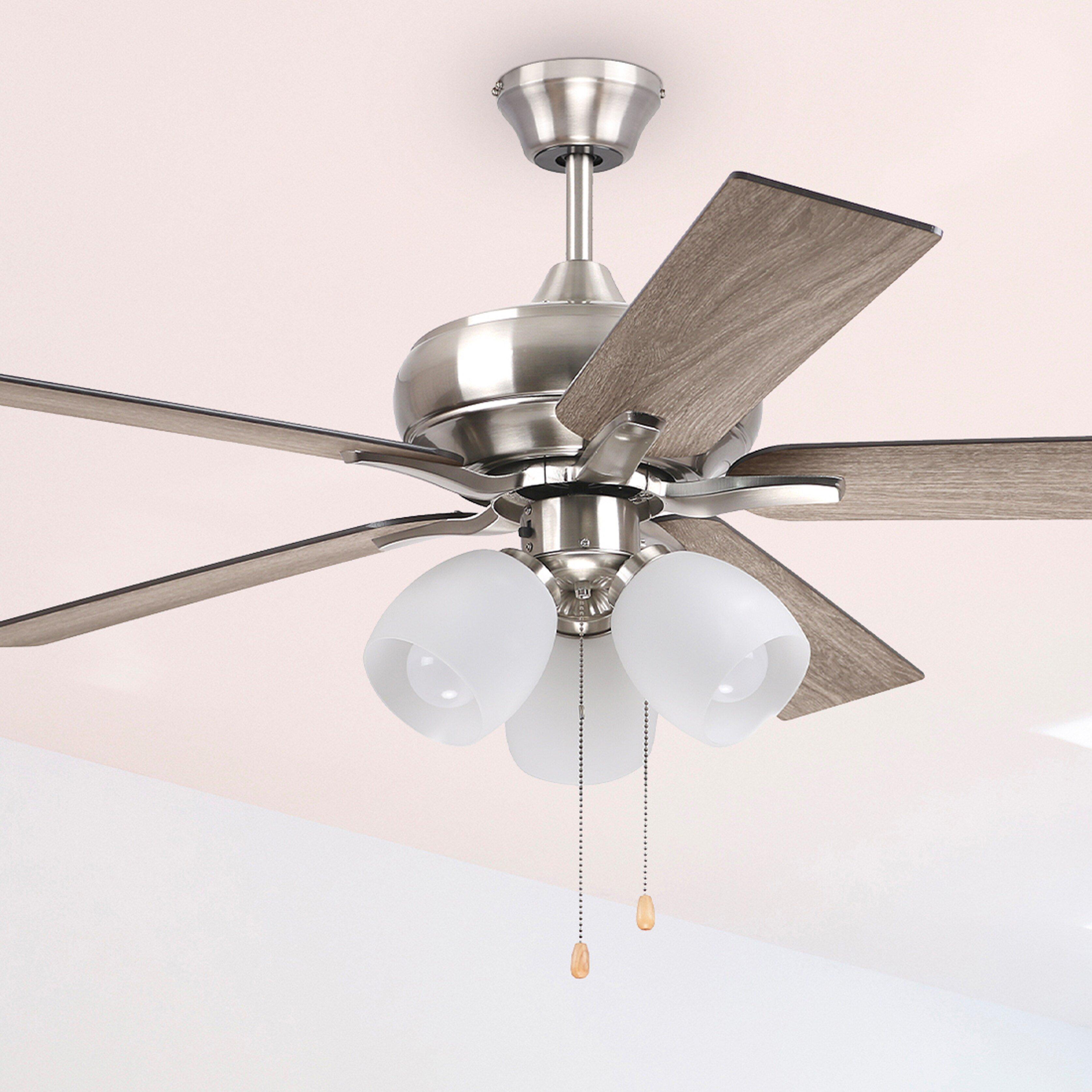 Westcraft Brushed Nickel 52 in. 5-Blade Ceiling Fan 3-Light 