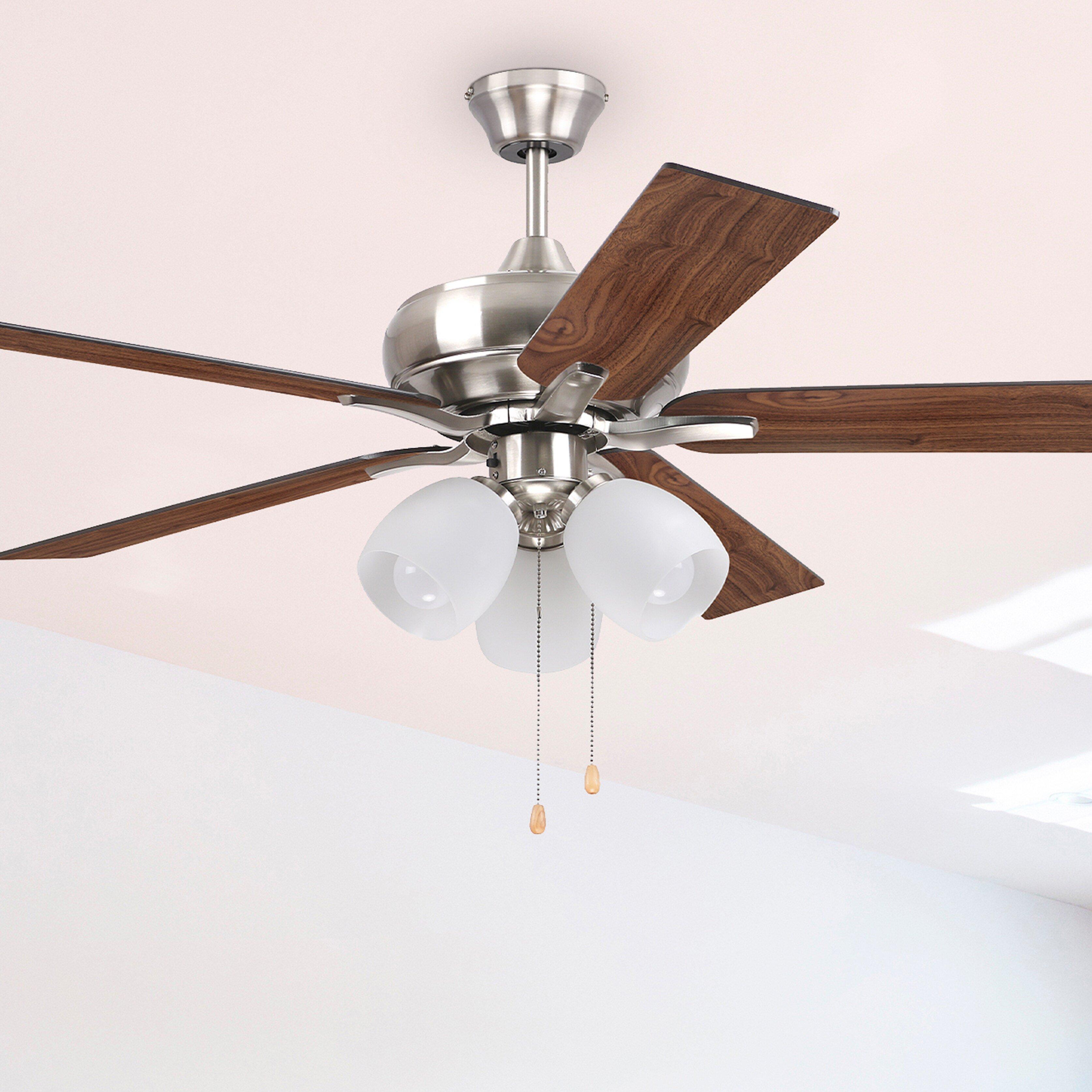 Westcraft Brushed Nickel 52 in. 5-Blade Ceiling Fan 3-Light 