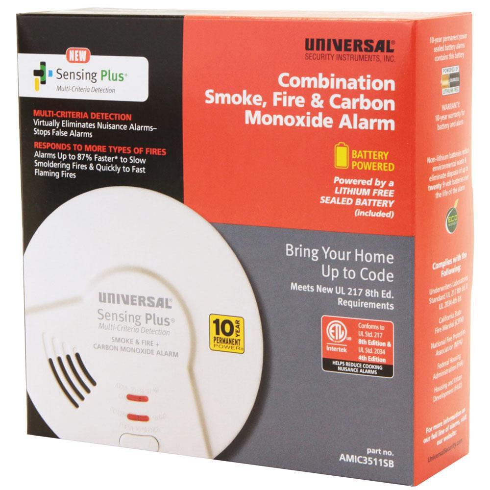 Sensing Plus AMIC3511SB Multi Criteria Combo Smoke, Fire & Carbon Monoxide Alarm With AA Battery 
