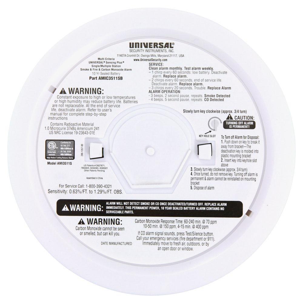 Sensing Plus AMIC3511SB Multi Criteria Combo Smoke, Fire & Carbon Monoxide Alarm With AA Battery 