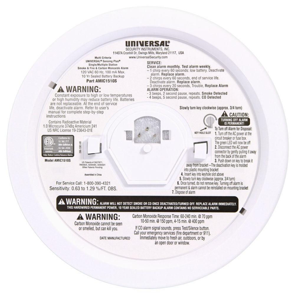 Sensing Plus Hardwired Combo Smoke, Fire & Carbon Monoxide Alarm with 10-Year Sealed Battery Backup 