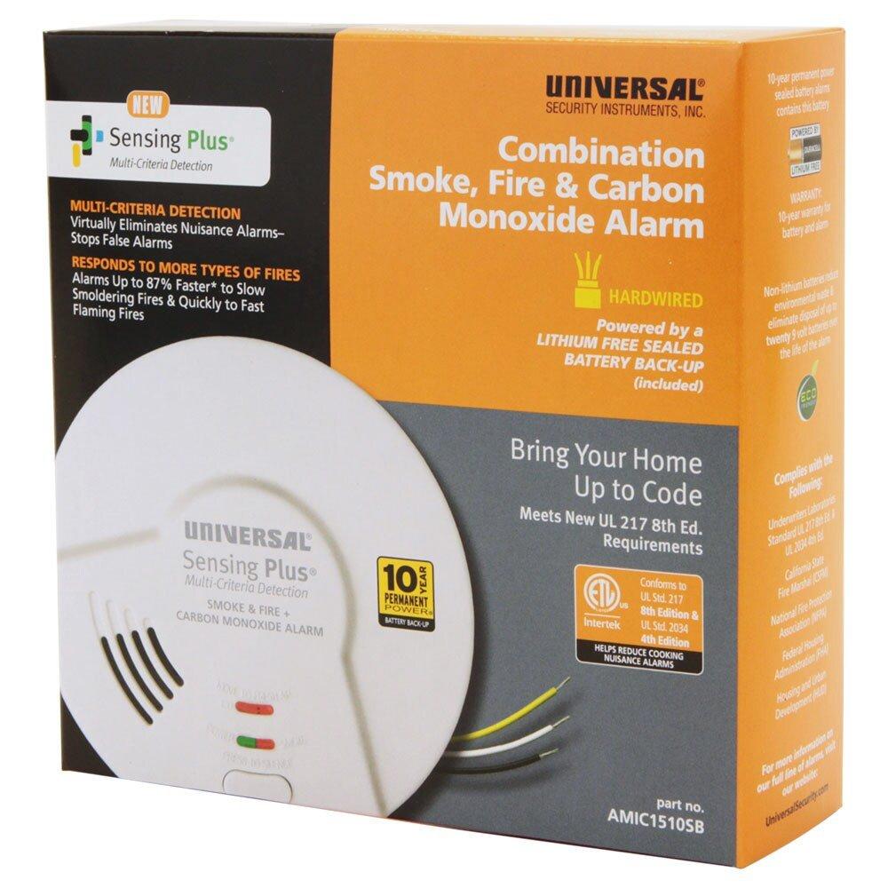 Sensing Plus Hardwired Combo Smoke, Fire & Carbon Monoxide Alarm with 10-Year Sealed Battery Backup 