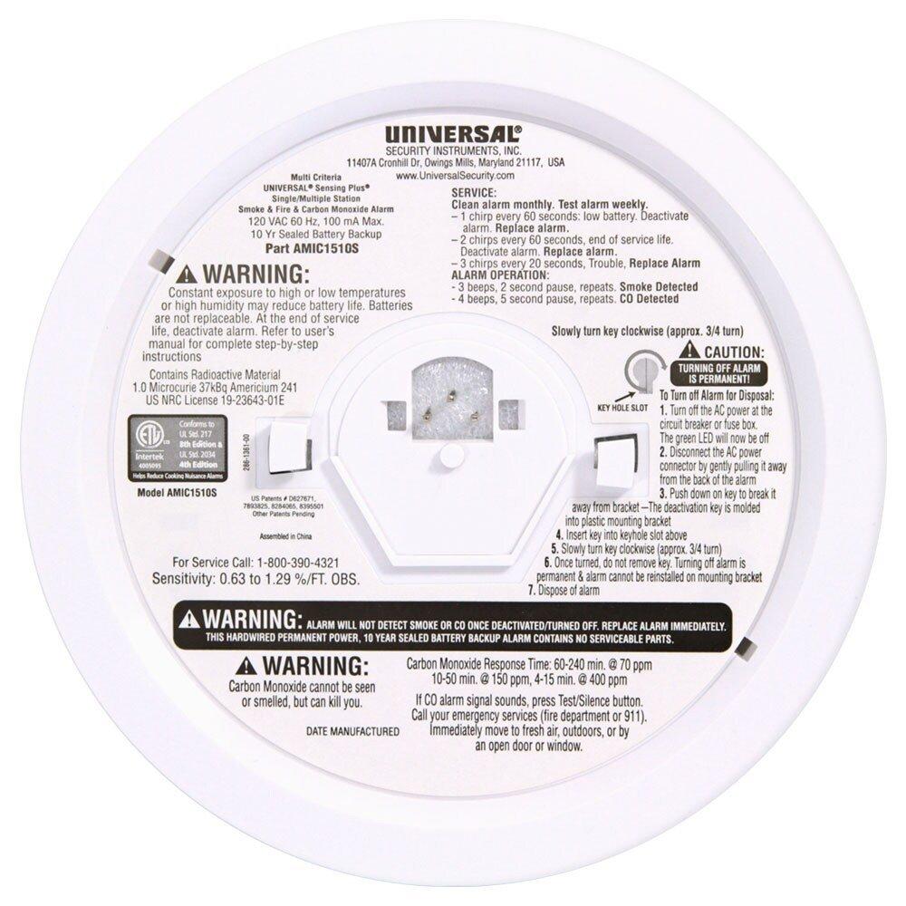 Sensing Plus Hardwired Combo Smoke, Fire & Carbon Monoxide Alarm with 10-Year Sealed Battery Backup 