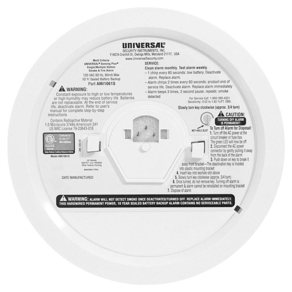 Sensing Plus Dual Sensor Hardwired Smoke & Fire Detector with 10 Year Battery Backup 