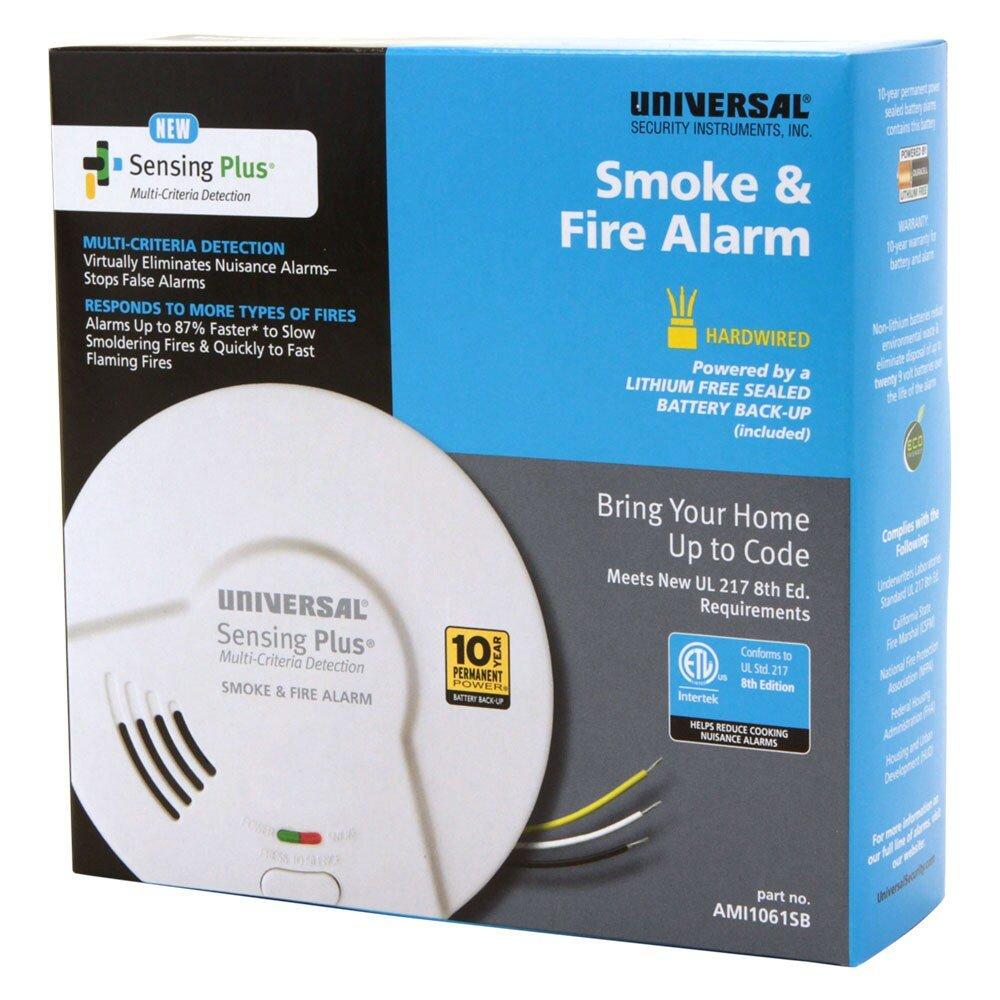 Sensing Plus Dual Sensor Hardwired Smoke & Fire Detector with 10 Year Battery Backup 