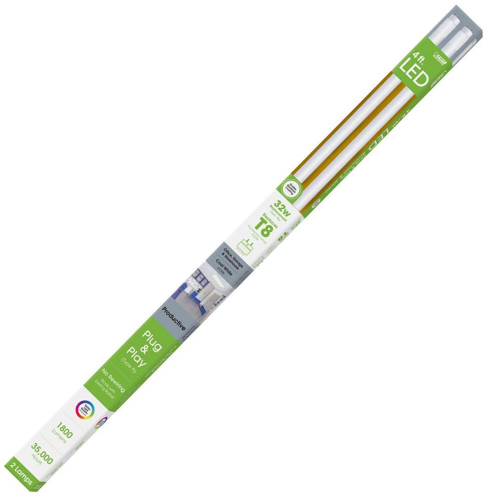 Feit Electric Cool White Non-Dimmable LED Bi-Pin G13 (Pack of 2) 