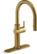 Single Handle Pull Down Voice Activated Kitchen Faucet with Response, Boost, and KOHLER Konnect Technology in Vibrant® Brushed Moderne Brass