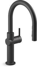 KOHLER Matte Black Single Handle Pull Down Voice Activated Kitchen Faucet with Response, Boost, and KOHLER Konnect Technology 