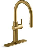 KOHLER Vibrant® Brushed Moderne Brass Single Handle Pull Down Touchless Kitchen Faucet with Magnetic Docking, Response and Boost Technology 