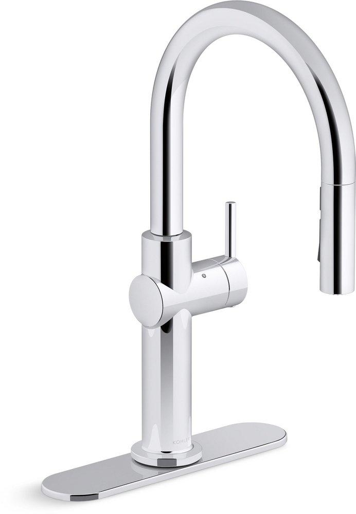 KOHLER Polished Chrome Single Handle Pull Down Voice Activated Kitchen Faucet with Response, Boost, and KOHLER Konnect Technology 