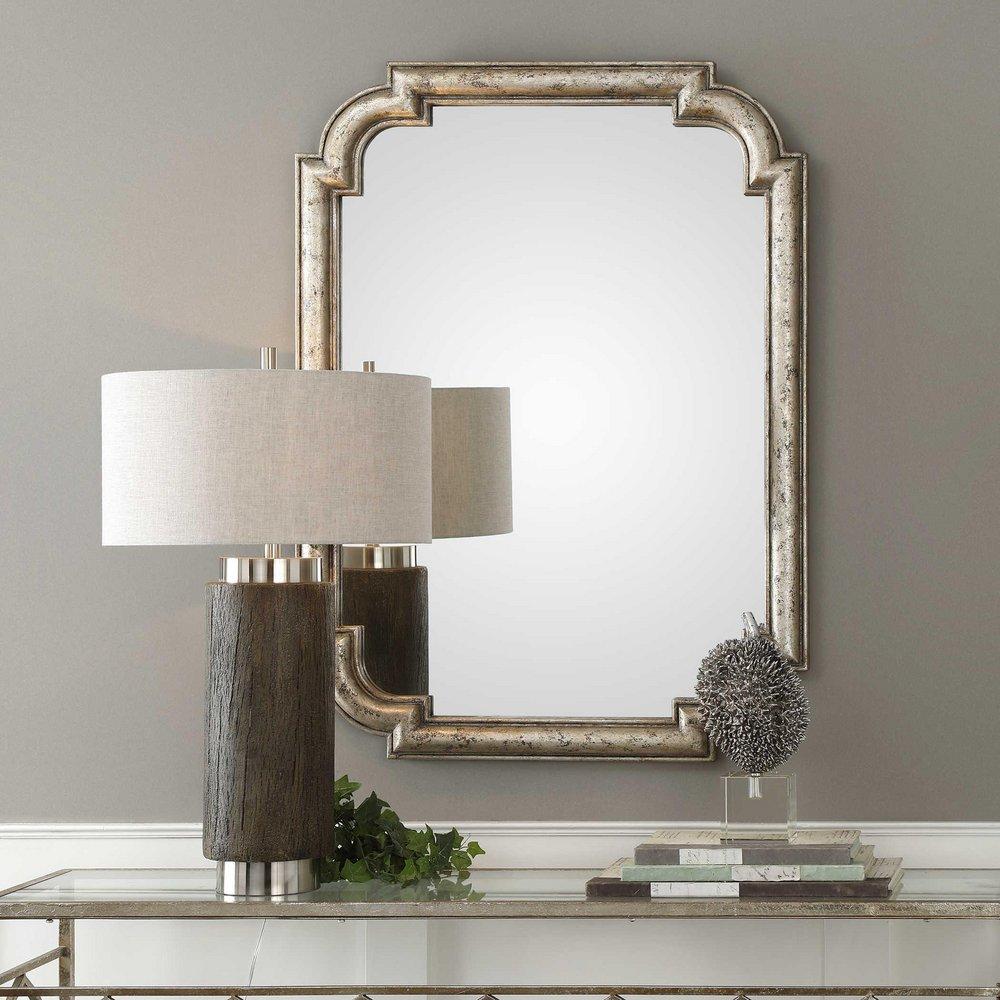 Uttermost Distressed Silver Leaf 2 x 32-3/4 in. Framed Mirror Rectangular in Distressed Silver Leaf 
