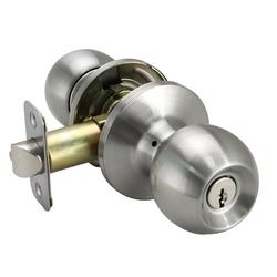 Ball Knob Entrance Lock in Satin Nickel