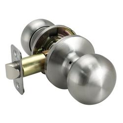 Flat Ball Knob Passage Door Lock in Satin Nickel