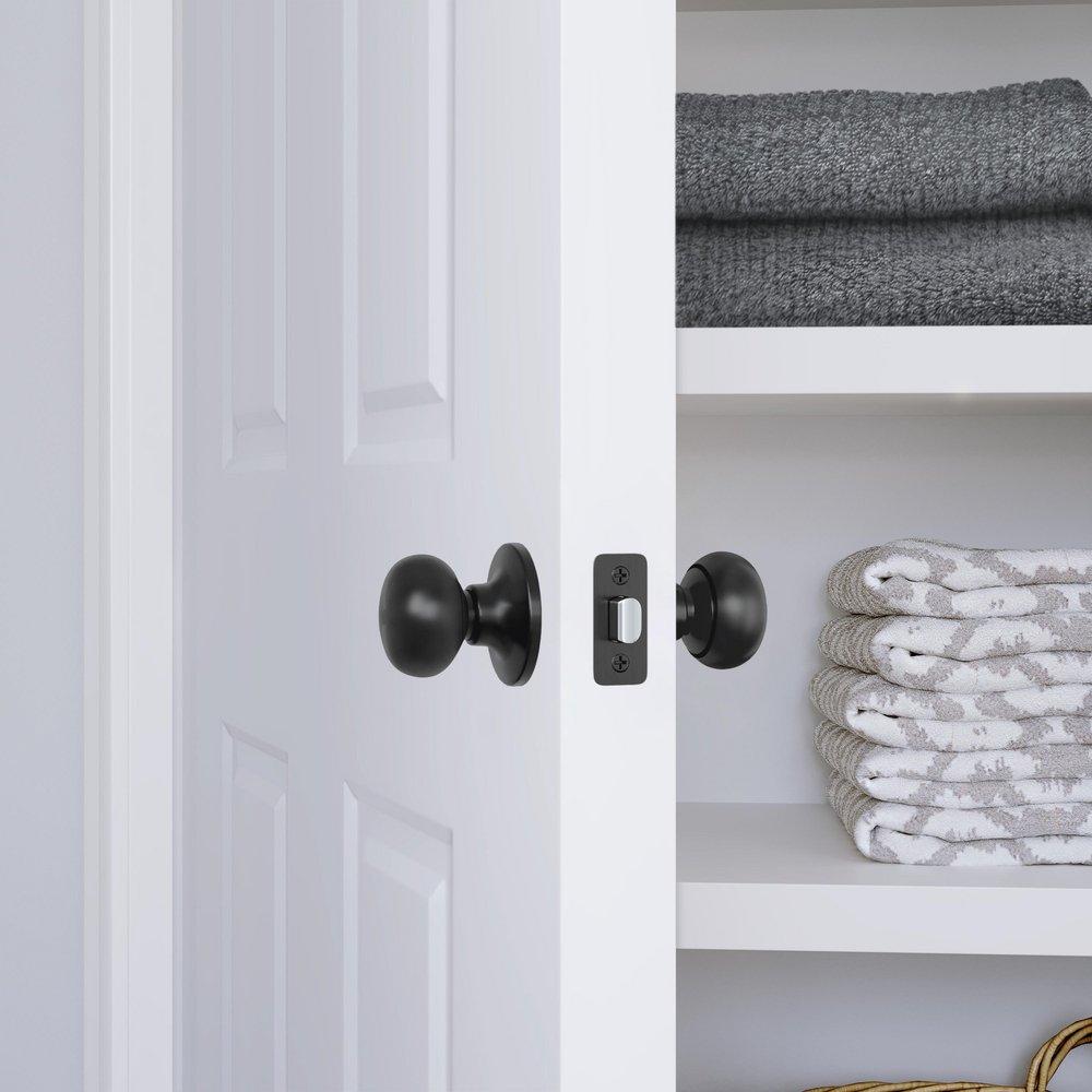 Flat Black Flat Ball Knob Passage Door Lock 