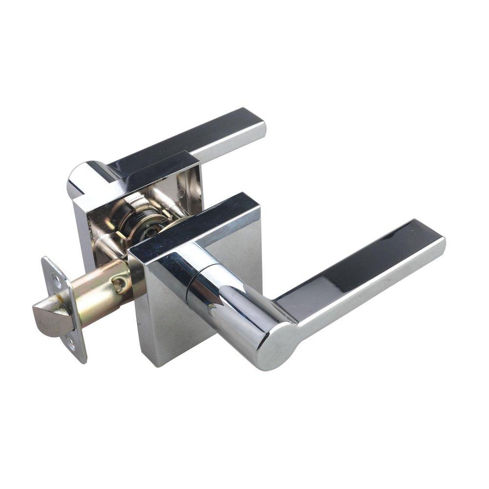Polished Chrome Premier Flat Bar Lever Passage Door Lock 