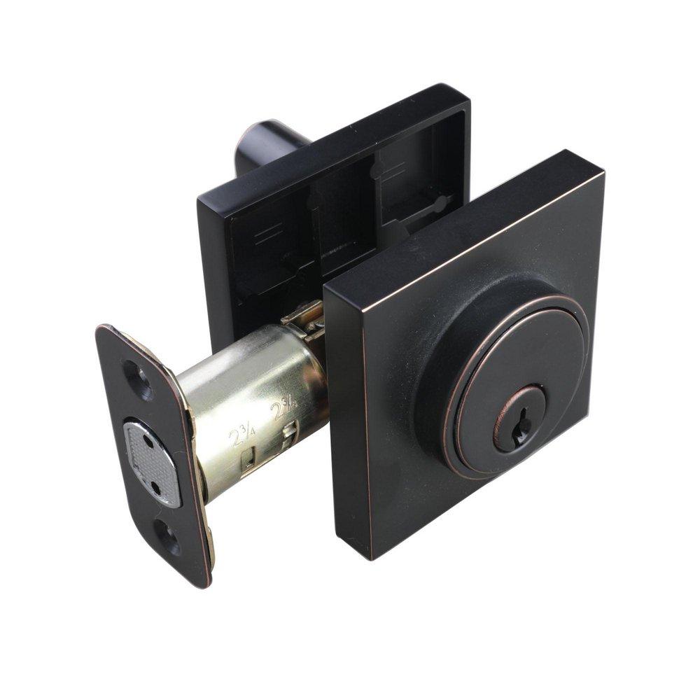 Oil Rubbed Bronze Premier Square Single Cylinder Deadbolt 