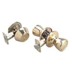 Tulip Knob Entrance & Deadbolt Lock in Polished Brass