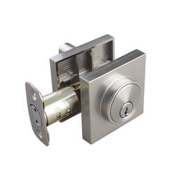 Premier Square Single Cylinder Deadbolt in Satin Nickel