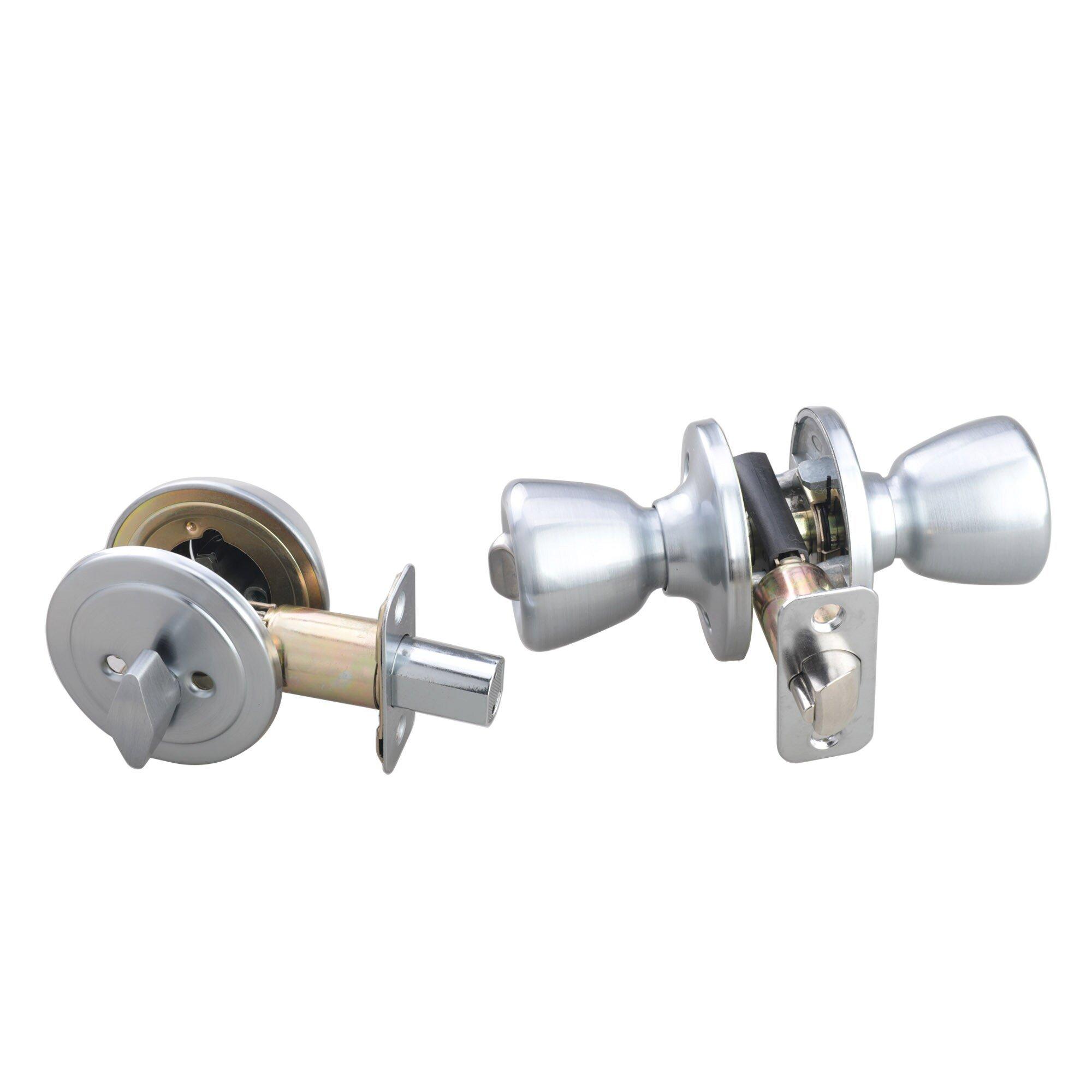 Westcraft Satin Chrome Tulip Knob Entrance & Deadbolt Lock 