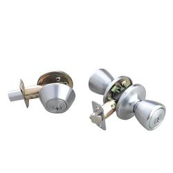 Tulip Knob Entrance & Deadbolt Lock in Satin Chrome