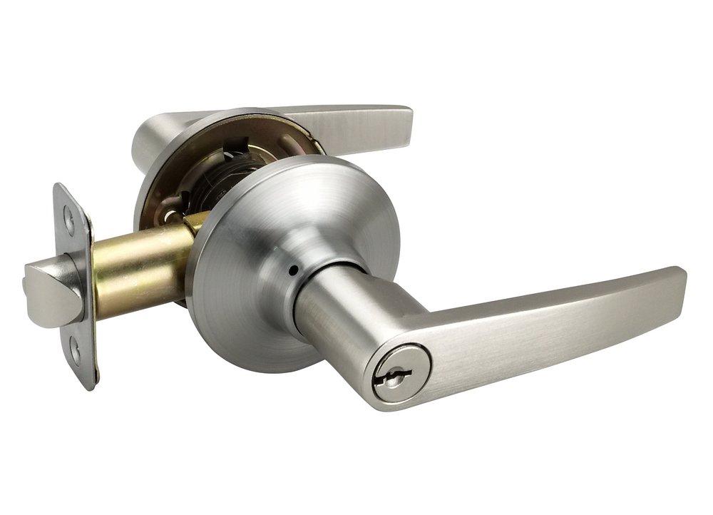 Satin Nickel Straight Lever Entrance Door Lock 