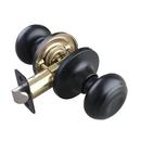 Ridged Flat Ball Knob Passage Door Lock in Matte Black