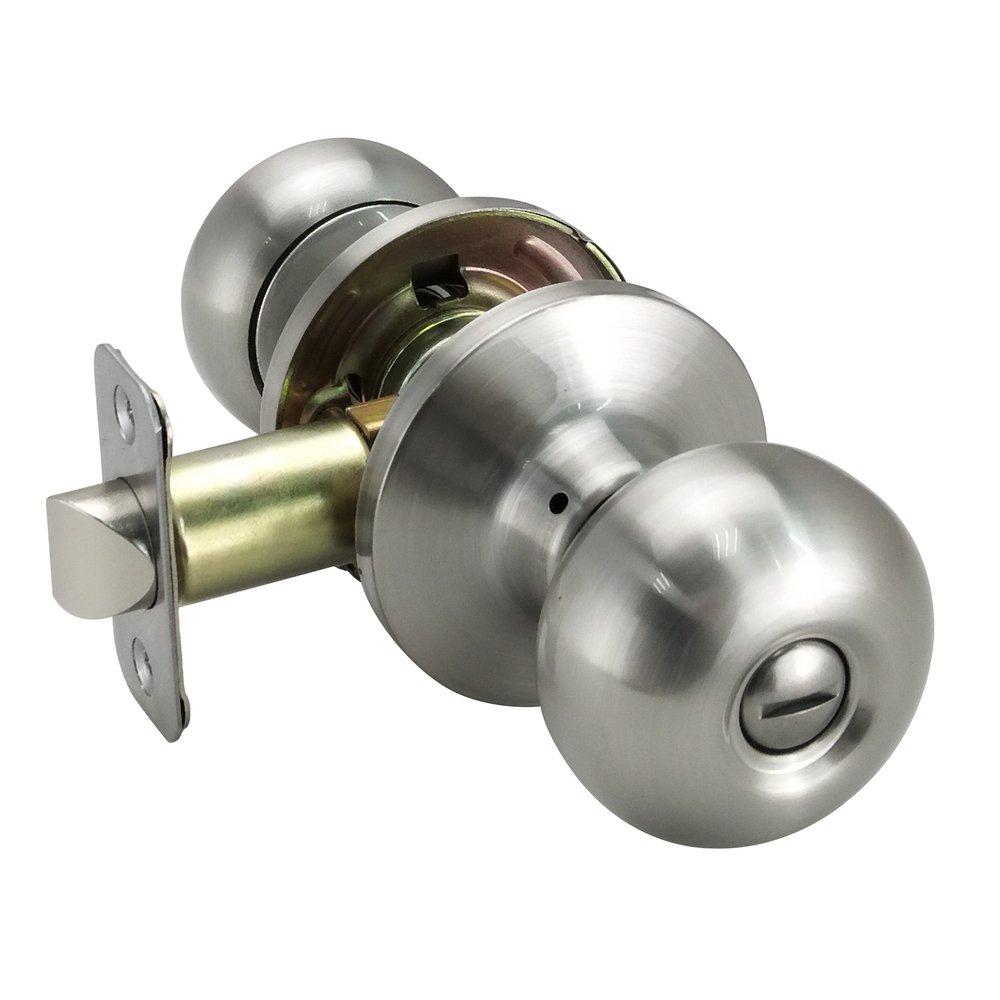 Satin Nickel Flat Ball Knob Privacy Door Lock 