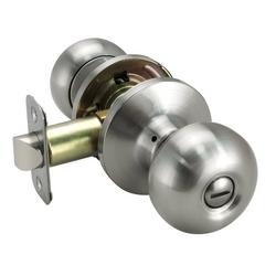 Flat Ball Knob Privacy Door Lock in Satin Nickel