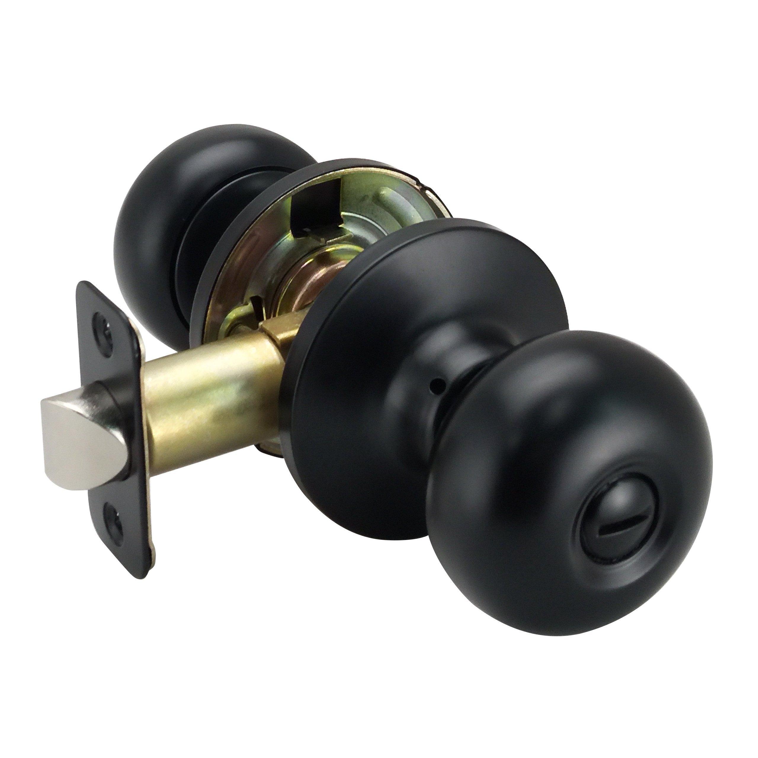 Westcraft Flat Black Flat Ball Knob Privacy Door Lock 