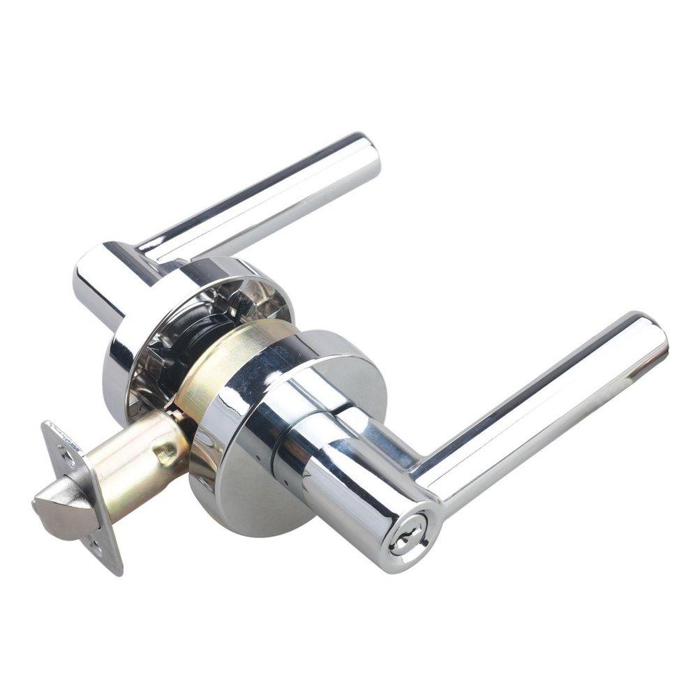 Polished Chrome Premier Round Rod Lever Entrance Door Lock 
