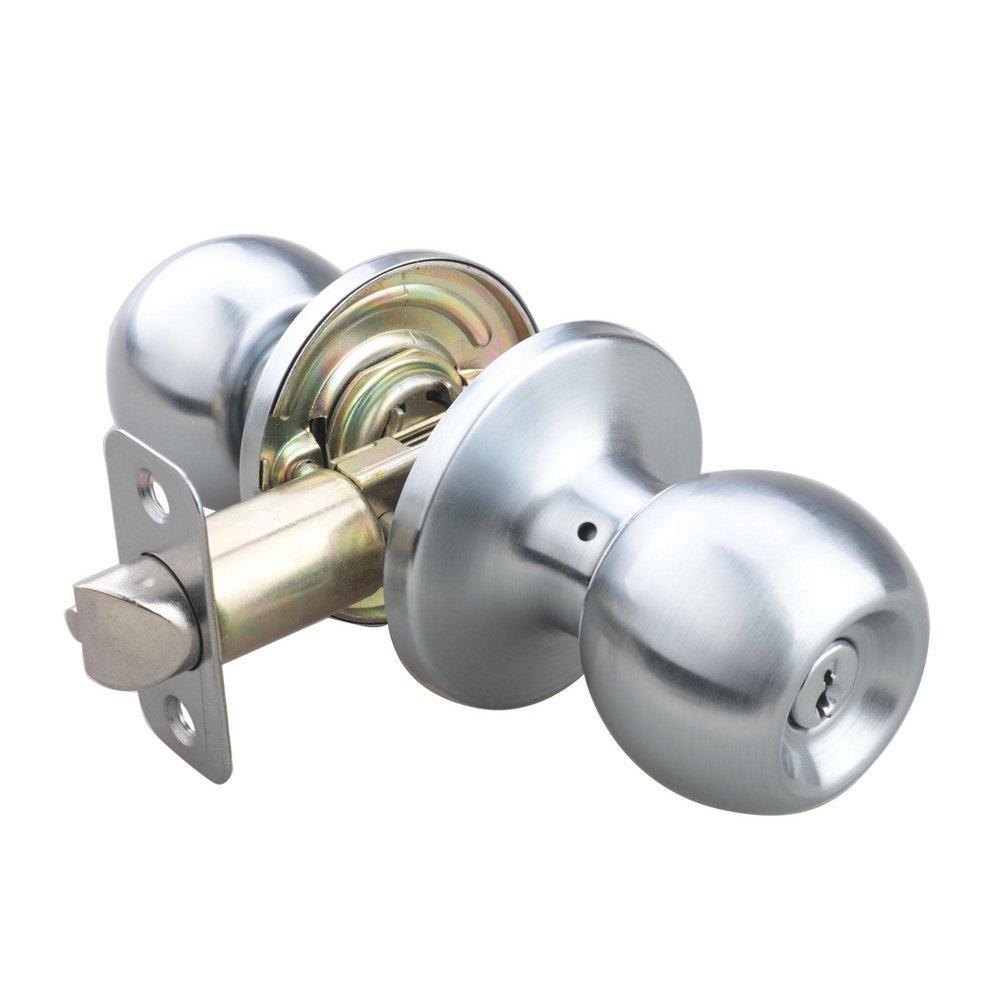 Satin Chrome Ball Knob Entrance & Deadbolt Lock 