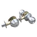 Ball Knob Entrance & Deadbolt Lock in Satin Chrome