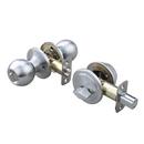 Satin Chrome Ball Knob Entrance & Deadbolt Lock 