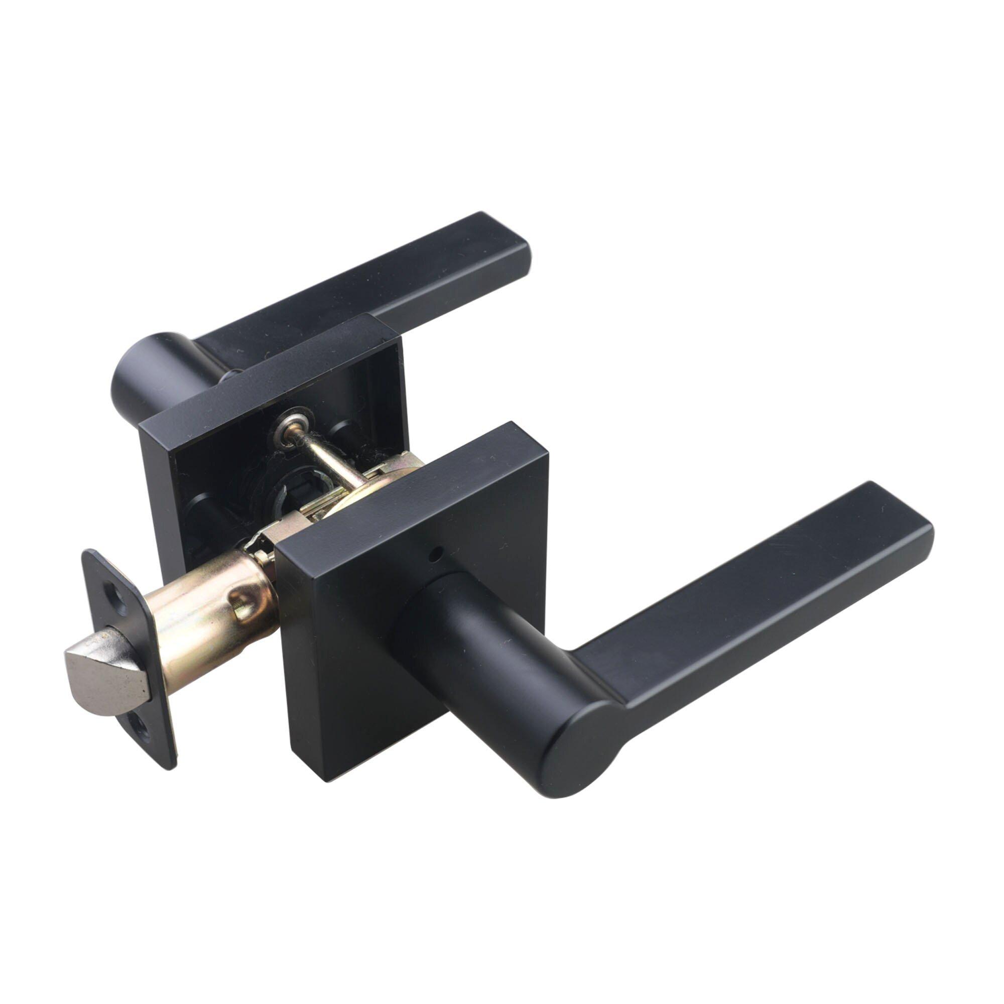 Westcraft Matte Black Square Privacy Door Designer Flat Bar Lever 