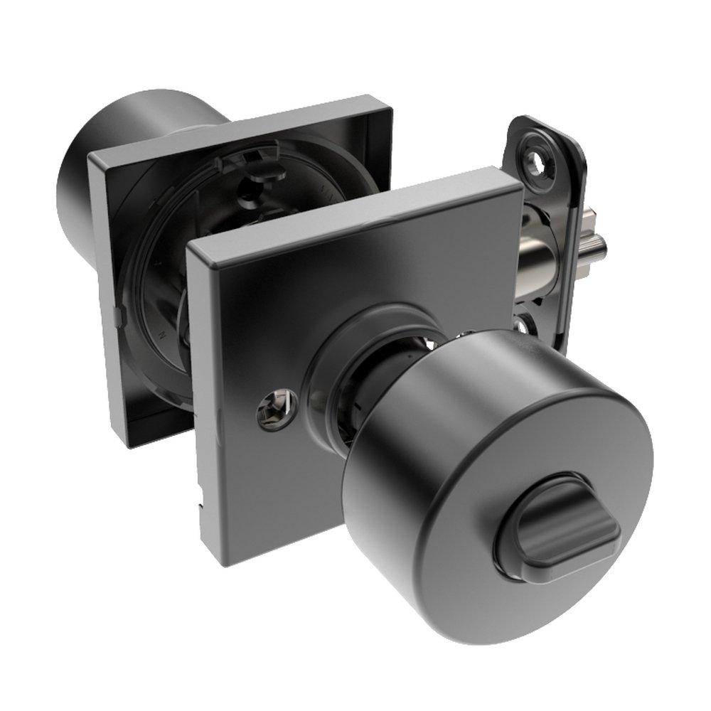 Matte Black Shaker Knob Entrance Door Lock, Square Rosette 