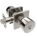 Shaker Knob Entrance Door Lock, Square Rosette in Satin Nickel