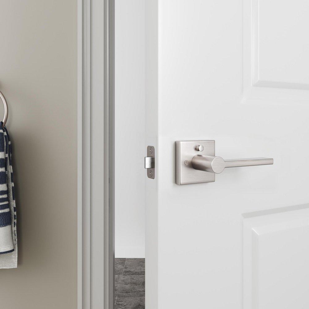 Westcraft Satin Nickel Square Privacy Door Designer Flat Bar Lever 