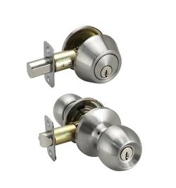 Ball Knob Entrance & Deadbolt Lock in Satin Nickel