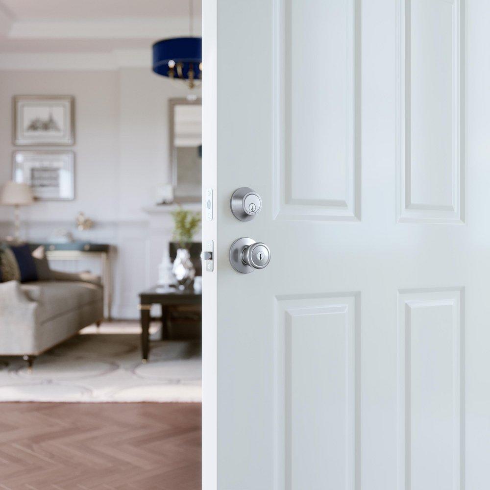 Satin Chrome Tulip Knob Entrance Lock 