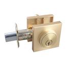 Satin Brass Premier Square Single Cylinder Deadbolt 