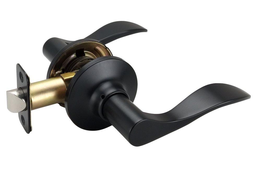 Matte Black Wave Lever Passage Door Lock 
