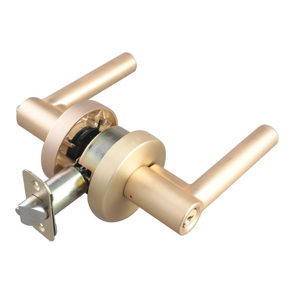 Satin Brass Premier Round Rod Lever Entrance Door Lock 
