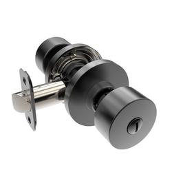 Shaker Knob Privacy Door Lock, Round Rosette in Matte Black