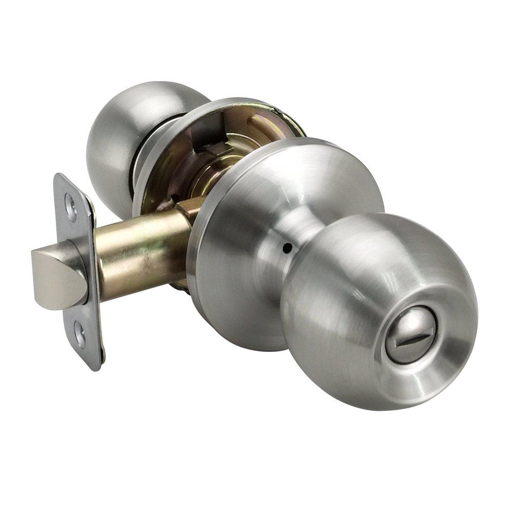 Satin Nickel Ball Knob Privacy Door Lock 