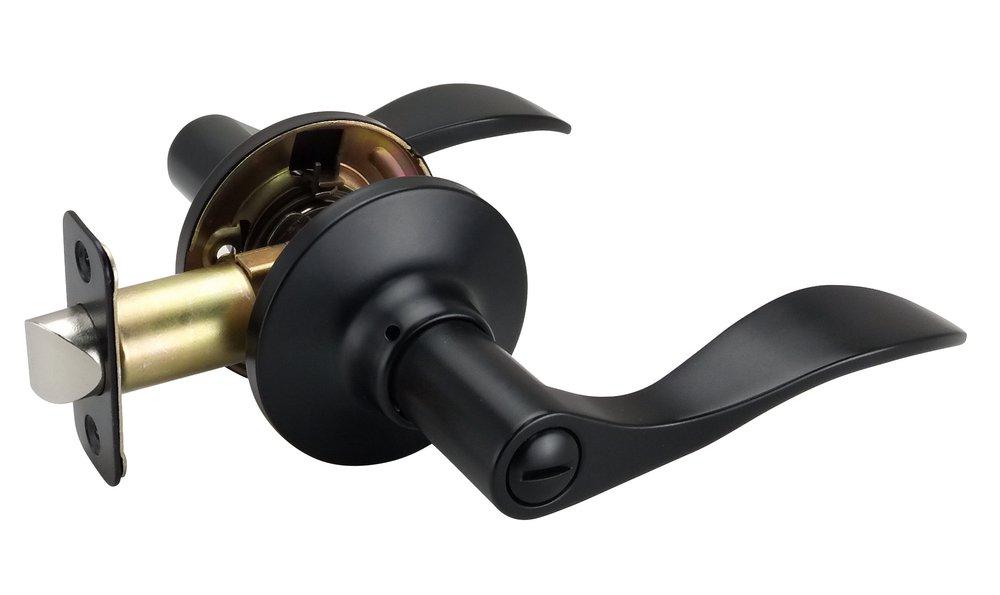 Matte Black Wave Lever Privacy Door Lock 