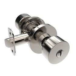 Shaker Knob Privacy Door Lock, Round Rosette in Satin Nickel