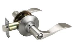 Privacy Reversible Door Lever Lock with Thumb Turn in Satin Nickel