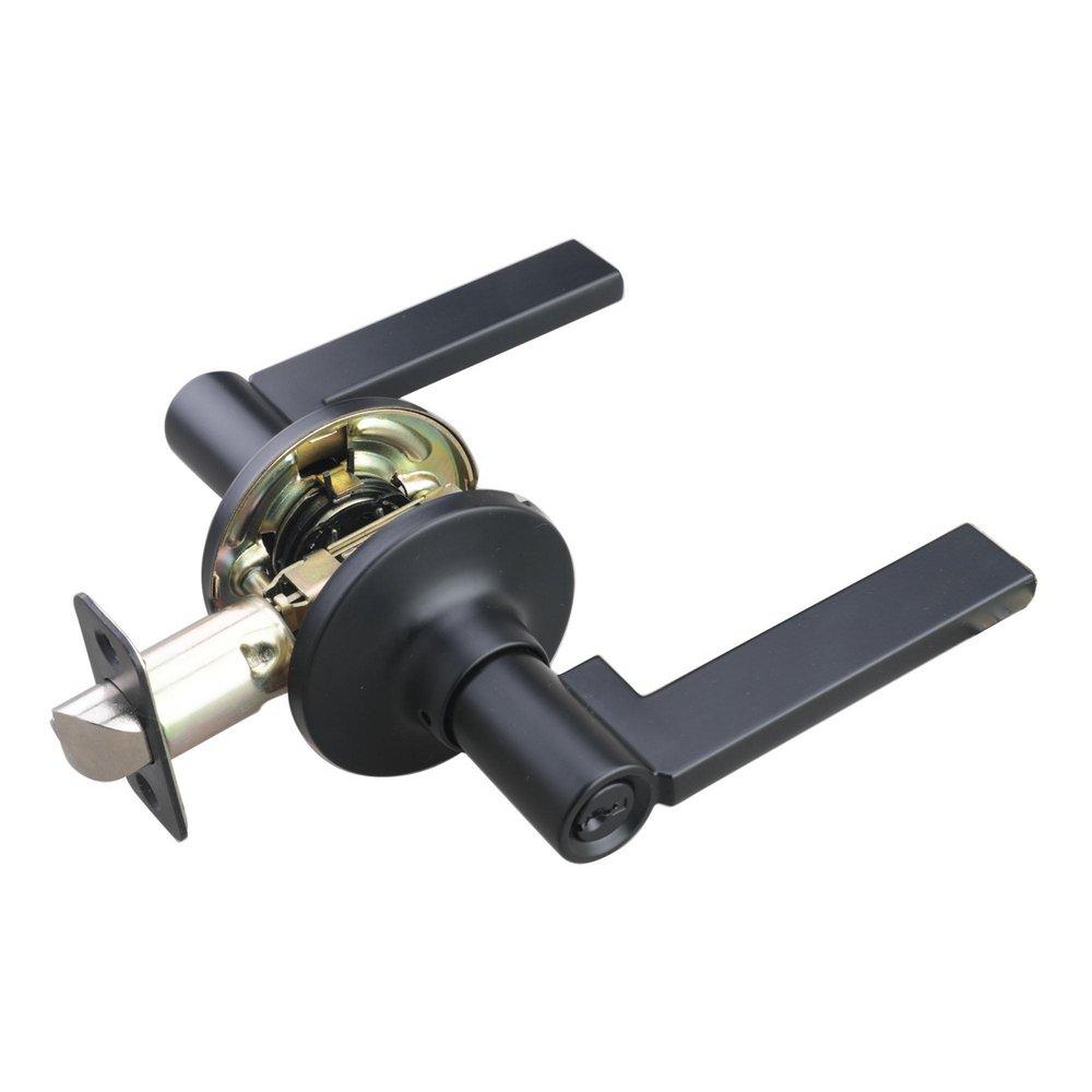 Matte Black Flat Bar Lever Entrance Door Lock 
