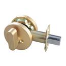 Satin Brass Premier Round Single Cylinder Deadbolt 